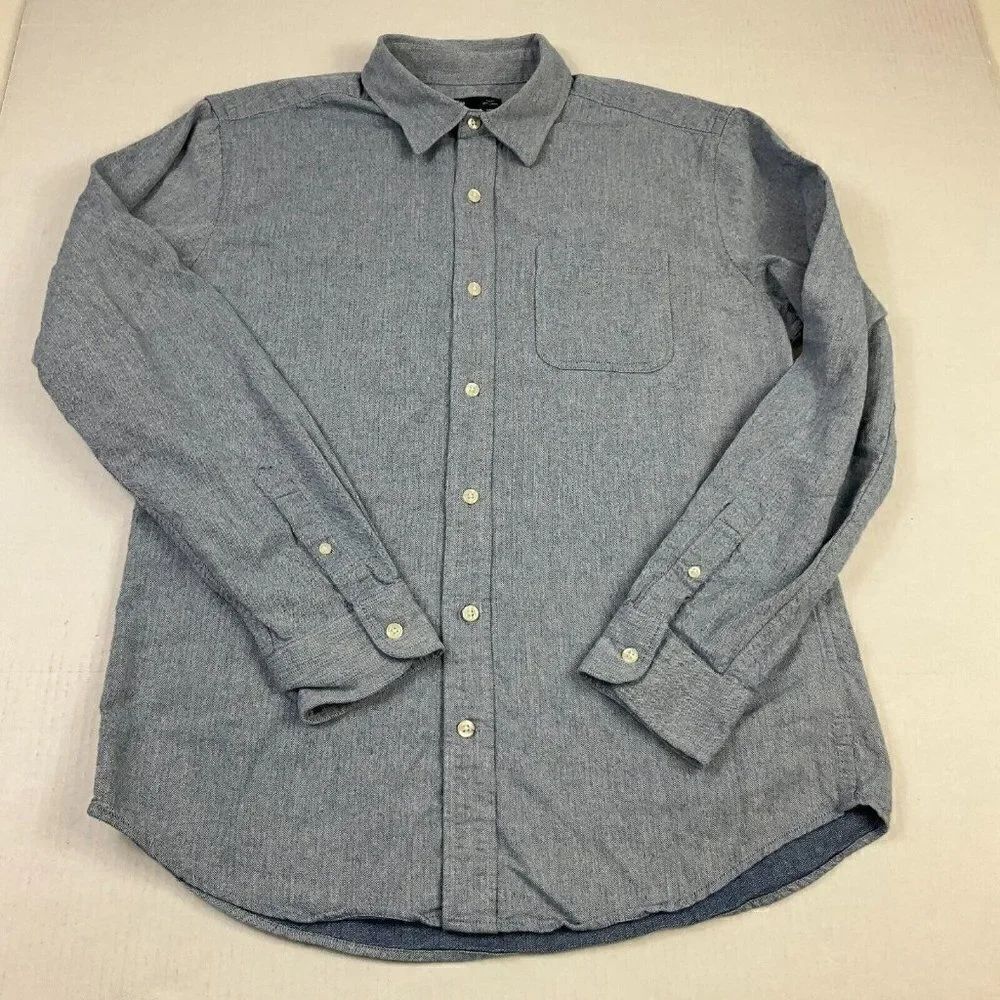 GAP Mens Cotton Button Shirt Blue Collared Top Slim Fit Long Sleeve Size L Large